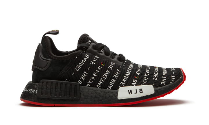 Grade School Youth Size Adidas NMD_R1 "Black White Yellow" EH3200