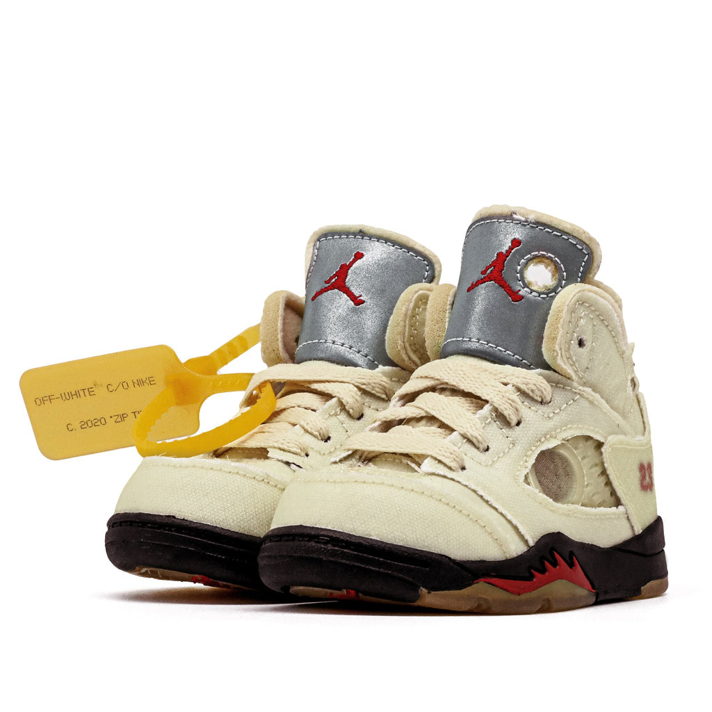 Toddler Size Nike Off-White x Air Jordan Retro 5 SP 'Sail' CV4828 100
