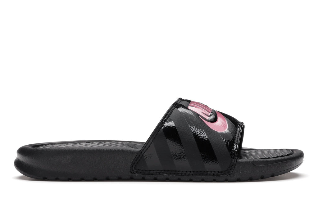 Womens Nike Benassi JDI Slides 'Black Vivid Pink' 343881 061