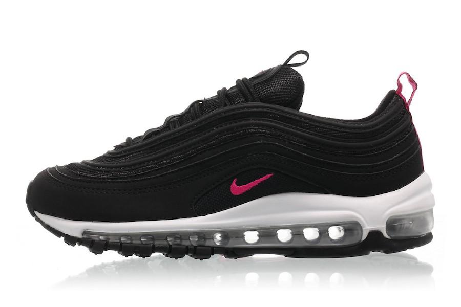 Grade School Youth Size Nike Air Max 97 Suede Black/Pink 921523 001