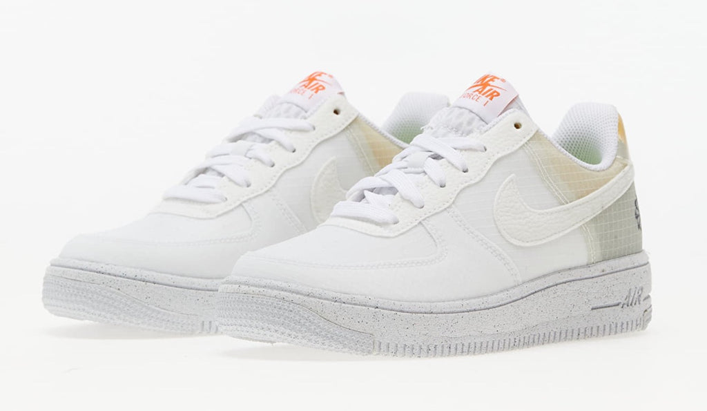 Grade School Youth Size Nike Air Force 1 Crater 'Move To Zero - White Orange' DH4339 100