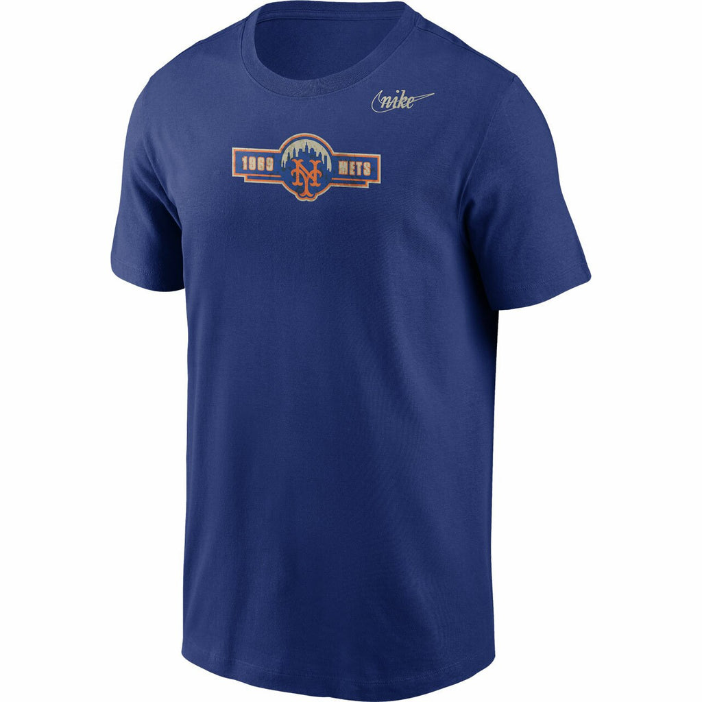 Mens Nike New York Mets Blue Cooperstown Distressed Tri-Blend T-Shirt NKAP 4EW